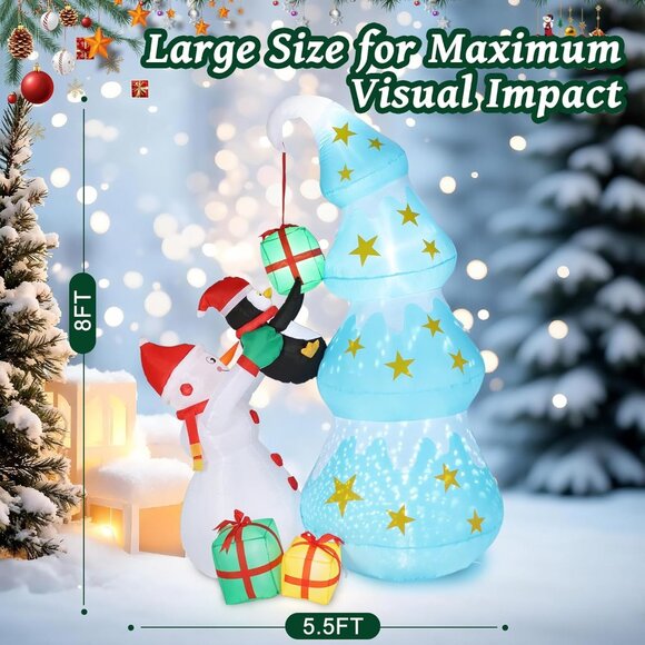 🆕8FT Christmas Inflatable Winter Tree Built-in LED Light Outdoor Decoration - Picture 4 of 9